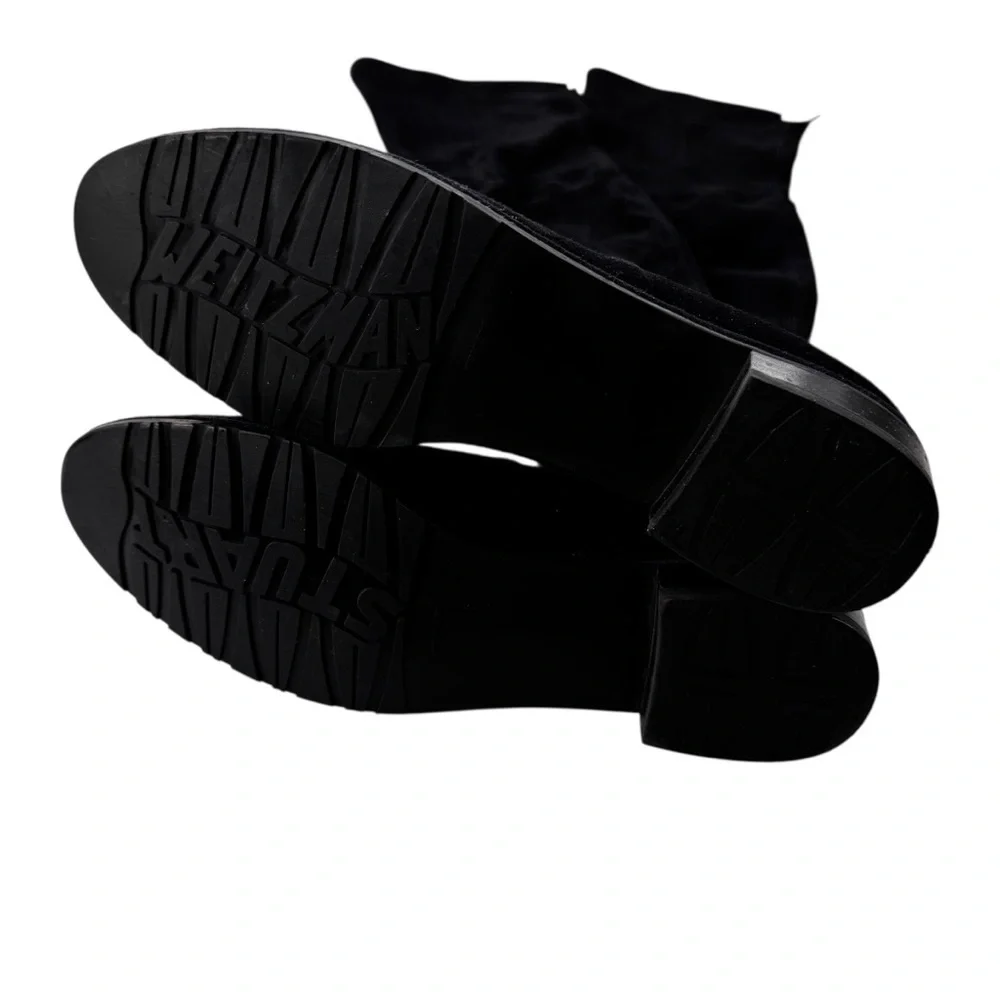 STUART WEITZMAN Suede Lowland over-the-knee Low Heel Boots Black Size 9.5